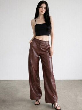 EUC 4th + Reckless Brown Faux Leather Size XL Wide Leg Pants!